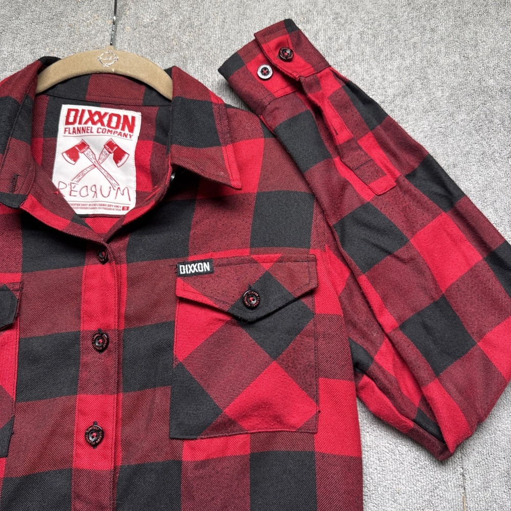 Dixxon Redrum Flannel Shirt Women's Small Red‎ Black Plaid Horror Collab Shining
